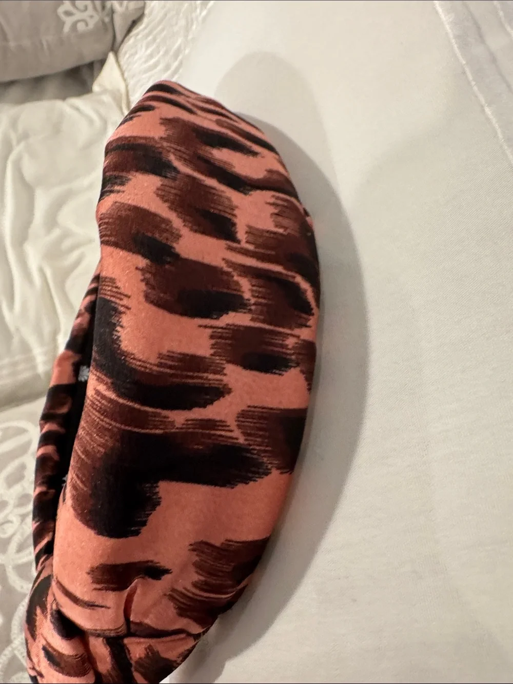 Lele Sadoughi Pink and Black Printed Padded Headband with dust bag